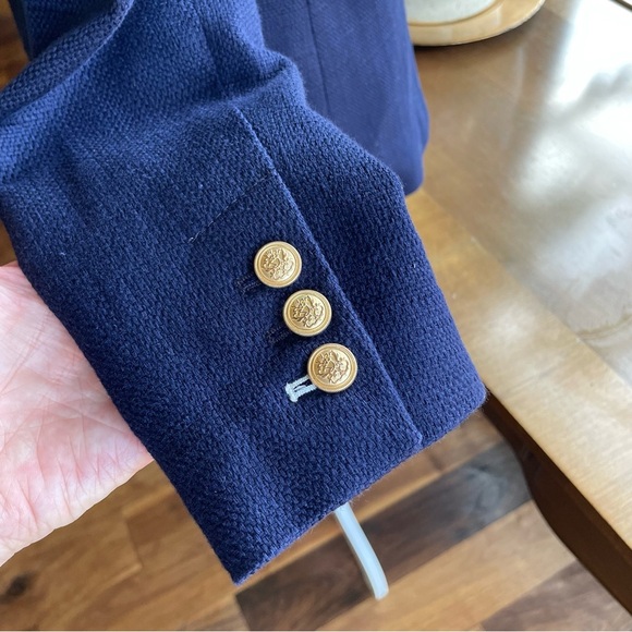 Banana Republic Navy Blue Double Breasted Cotton Blazer with Gold Buttons size 4 - Picture 4 of 14